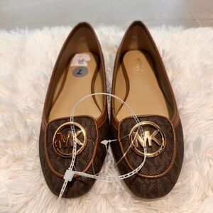 Michael Kors Gold and Brown Loafers